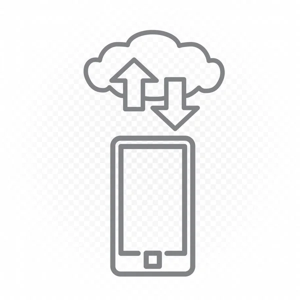 Smartphone cloud service line icon — Stock Vector