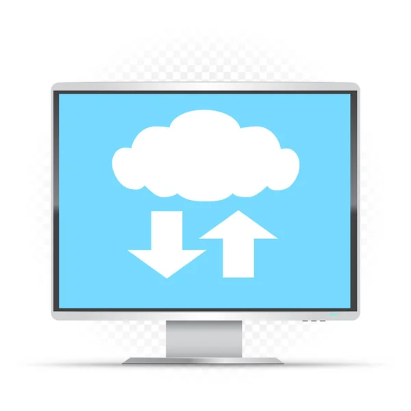 Computer monitor and cloud service sign — Stock Vector