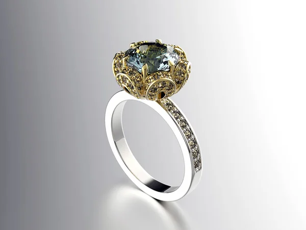 Anello massiccio con gemme — Foto Stock