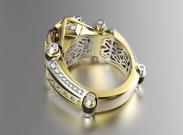 Masivní prsten s drahokamy — Stock fotografie