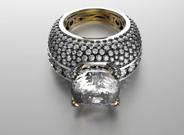 değerli taşlar ile beyaz altın yüzük