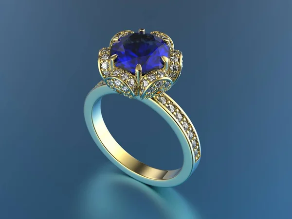 Ring met edelstenen. Sieraden achtergrond. — Stockfoto