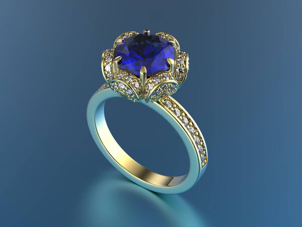 Ring with gemstones. Jewelry background.