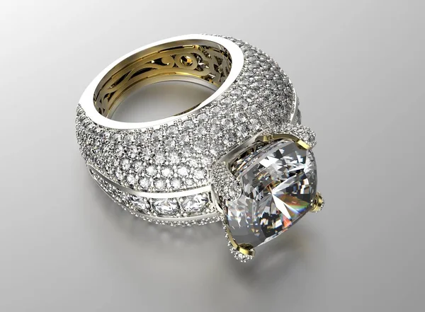 Złoty pierścień z kamieni szlachetnych — Zdjęcie stockowe