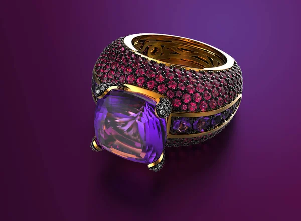 Золотое кольцо с камнем . — стоковое фото