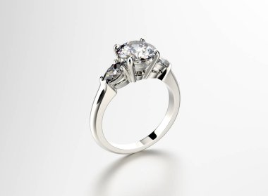 3D çizim altın elmas yüzük. Takı arka plan