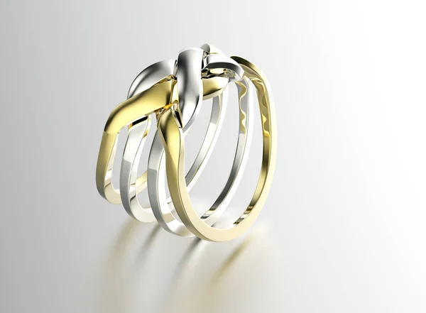 3D illustratie van Gouden Ring met diamant. Sieraden achtergrond — Stockfoto