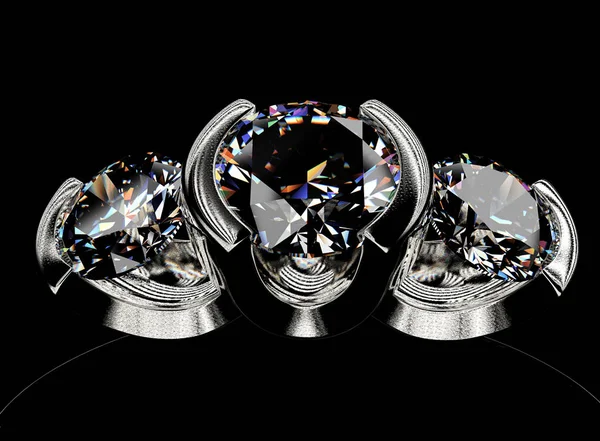 ゴールドの 3 d イラストレーション ダイアモンドをリングします。宝石の背景 — ストック写真