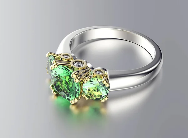 3D-Abbildung von Goldring mit Diamant. Schmuck Hintergrund — Stockfoto
