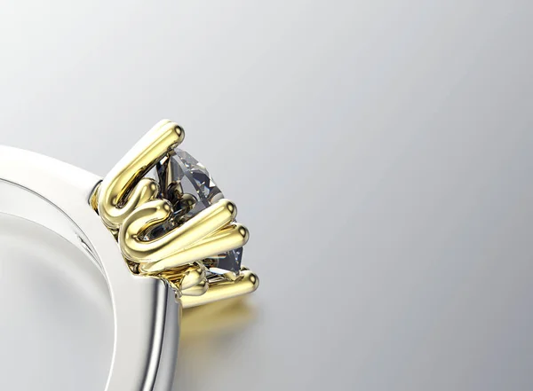 3D illustration av guld Ring med diamant. Smycken bakgrund — Stockfoto