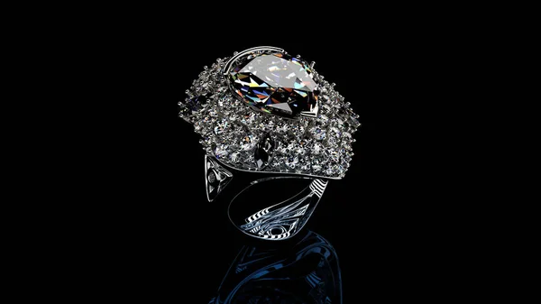 3D απεικόνιση του χρυσό δαχτυλίδι με διαμάντι. Κοσμήματα φόντο — Φωτογραφία Αρχείου