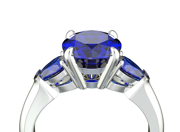 Illustrazione 3D di anello d'oro con diamante. Sfondo gioielli — Foto Stock