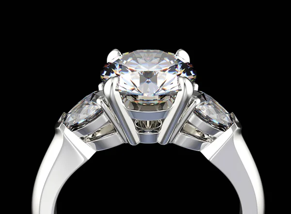 3D απεικόνιση του χρυσό δαχτυλίδι με διαμάντι. Κοσμήματα φόντο — Φωτογραφία Αρχείου