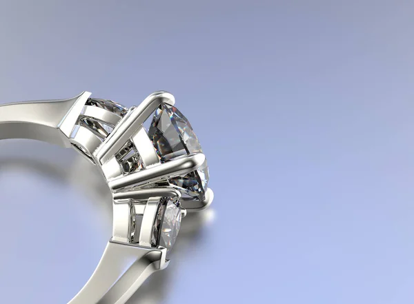 Illustrazione 3D di anello d'oro con diamante. Sfondo gioielli — Foto Stock