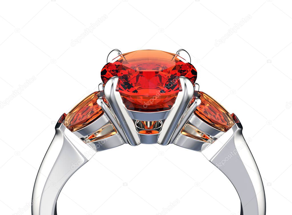 3D illustration of gold Ring with Diamond. Jewelry background