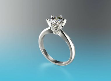 3D çizim altın elmas yüzük. Takı arka plan