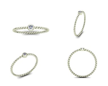 farklı açılardan 3D çizim altın yüzük. Takı backgrou