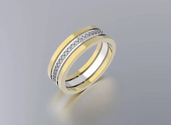 3D ilustracja złota pierścionek. Tło biżuterii. Dostęp do moda — Zdjęcie stockowe