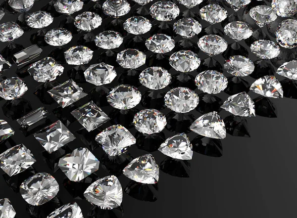 3D illustration diamonds collection. Jewelry background. — Stock Photo, Image