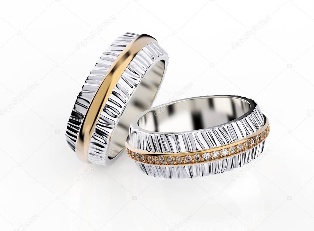 3D illustration of gold Ring. Jewelry background. Fashion access