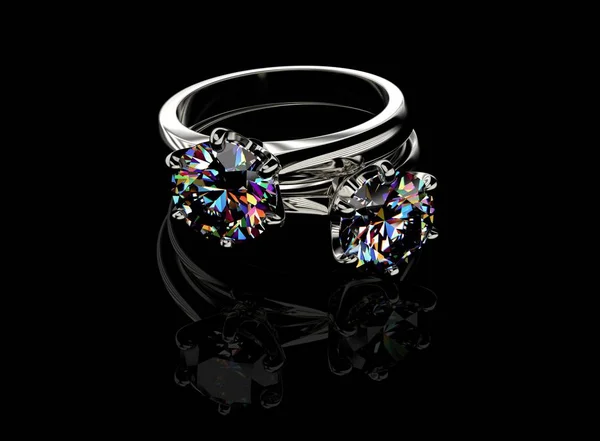 3D obrázek zlatého prstenu s drahokam. Šperky na pozadí. FAS — Stock fotografie