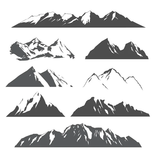Conjunto de montañas vectoriales en blanco — Vector de stock