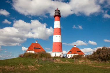 Almanya Kuzey Denizi sahilinde ünlü Westerhever deniz feneri