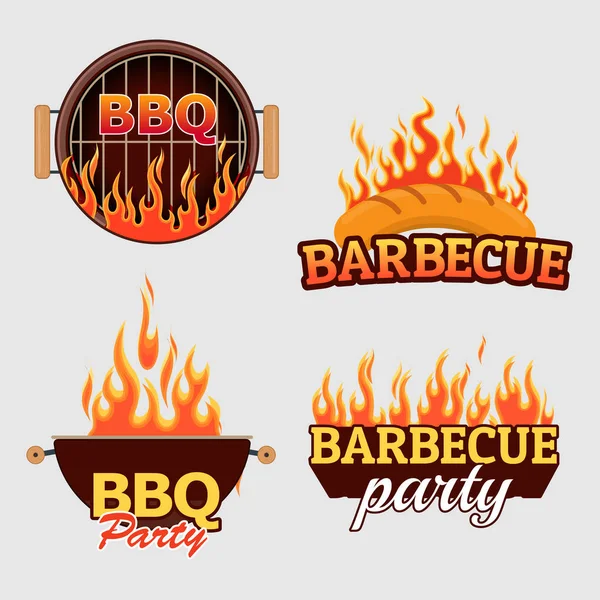 Juego de vectores de logotipos y etiquetas para barbacoa — Vector de stock