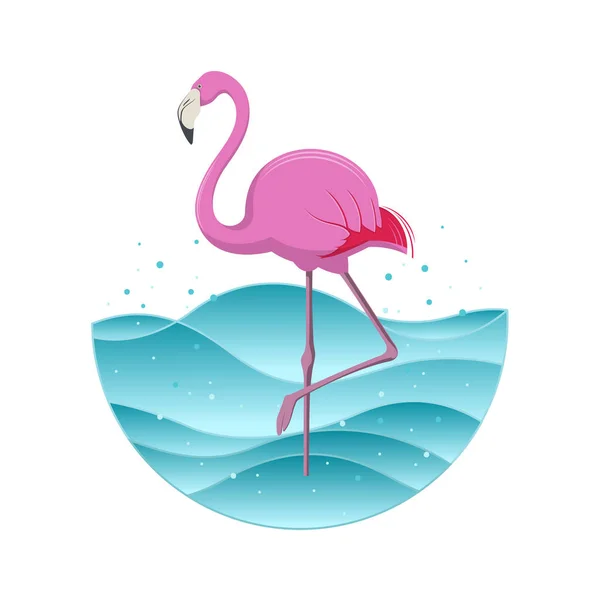 Flamant rose sur fond bleu. Illustration vectorielle — Image vectorielle