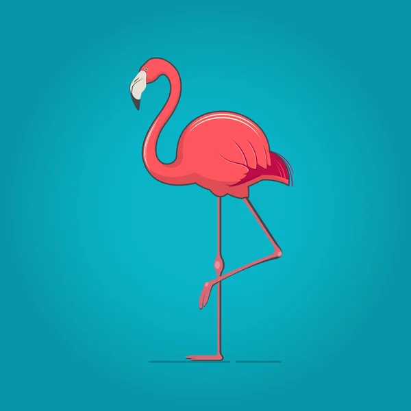 Rosa flamingo på blå bakgrund — Stock vektor