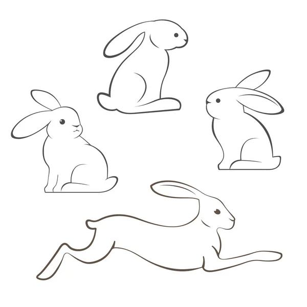 Outline illustration of rabbits and hares — Stock Vector