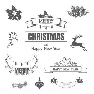 Noel koymak tasarım öğeleri, tipografik öğelerin, decora