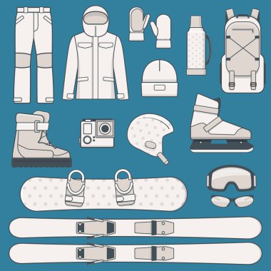 Kış spor ve aktiviteleri Icon set