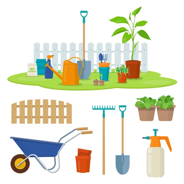 Sprzętu ogrodniczego i narzędzia — Wektor stockowy