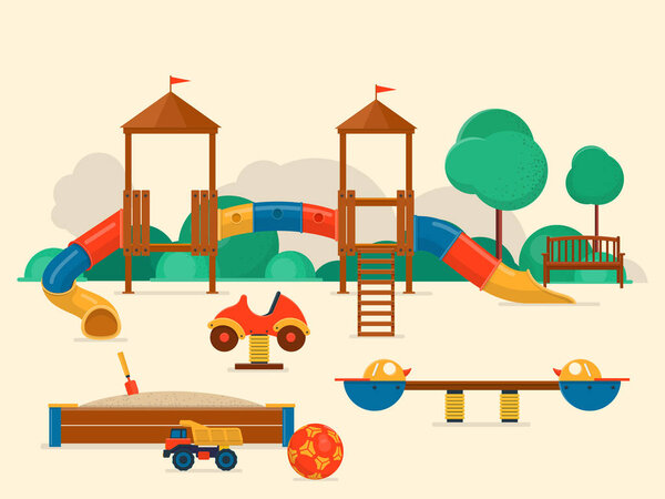 Детская игровая площадка с оборудованием
