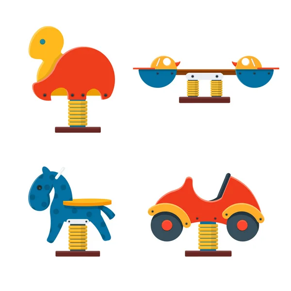 儿童游乐场的弹簧骑手玩具套装 — 图库矢量图片