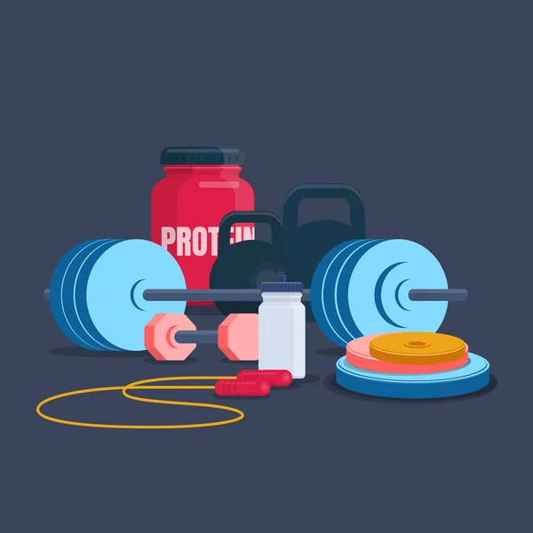 Illustration of  fitness and bodybuilding equipment — Stock Vector