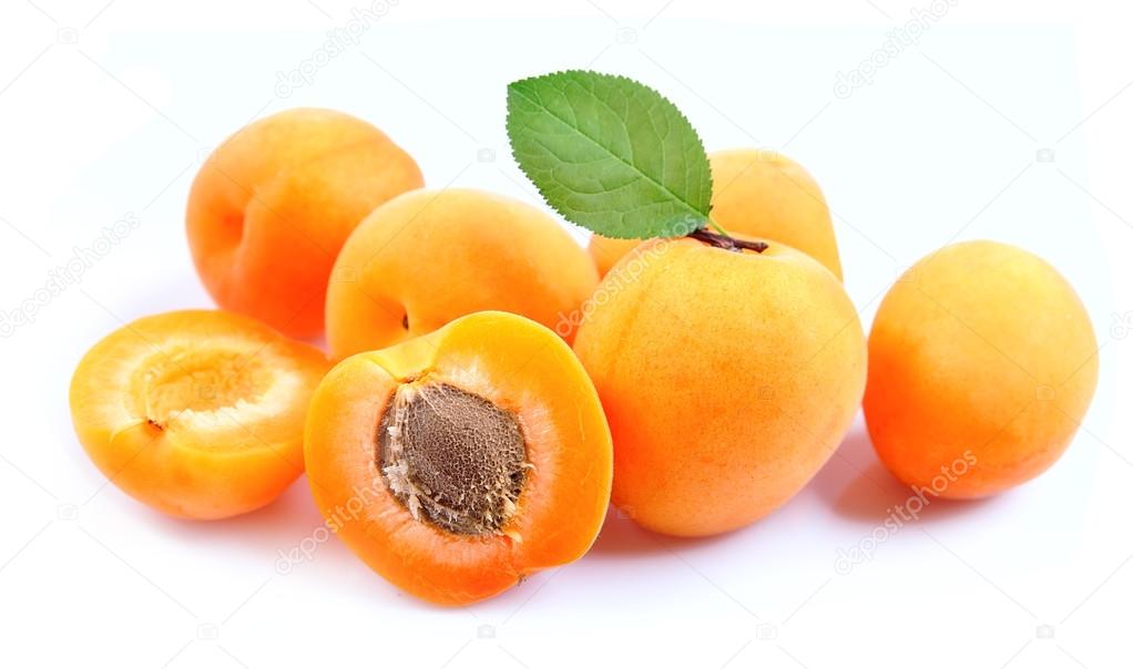 Sweet apricots with leafs 