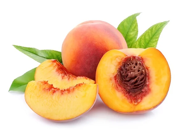 Sweet peaches with slice isolated — Stock Photo, Image