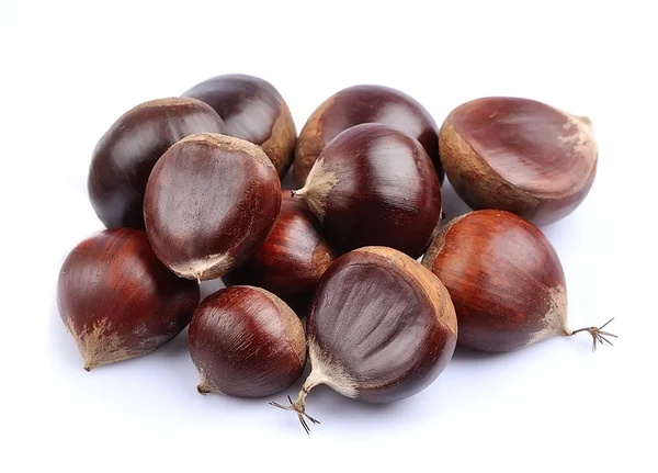Chestnut close up on white Royalty Free Stock Images
