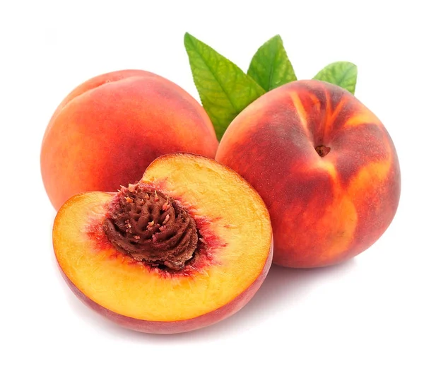 Peach with leaves — Stock Photo, Image