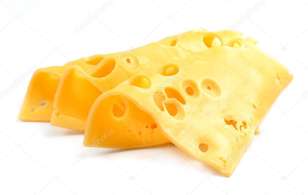 Slices of cheese isolated 