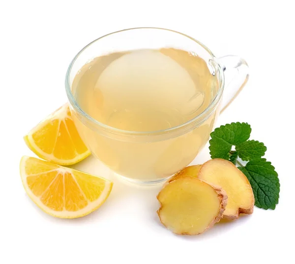 Cup tea with ginger and lemon — Stock Photo, Image