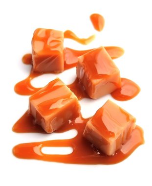 Karamelli şeker yakın çekim.