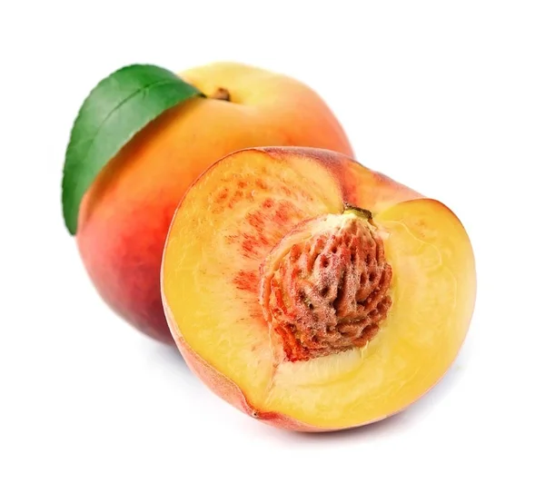 Ripe peach on a white background — Stock Photo, Image