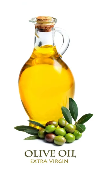 Olive oil with olives fruits — Stock Photo, Image
