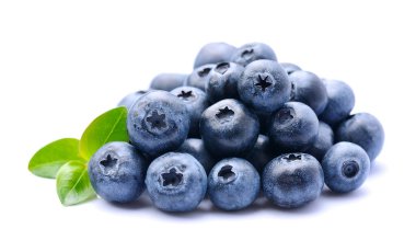 Beyaz arka plan üzerinde izole yaprakları ile yaban mersini.