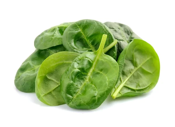 Spinach Leaves Close Isolated White — Stock Photo, Image