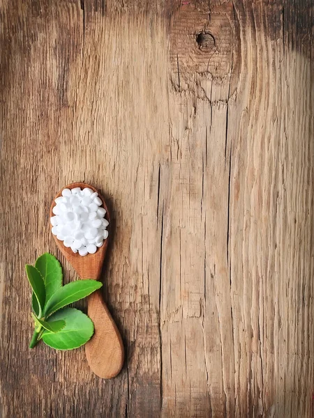Stevia Levelek Gyógynövénye Falemezen Egészséges Élelmiszer — Stock Fotó