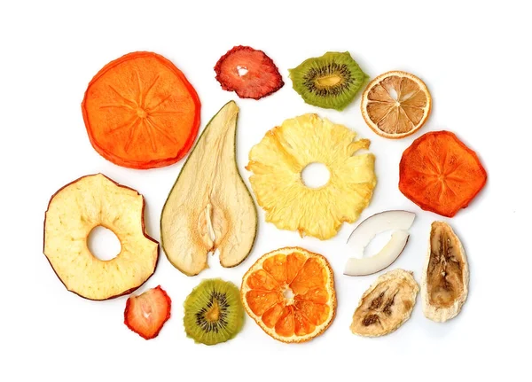 Collection Dried Fruits Isolated White Backgrounds — Stock Photo, Image